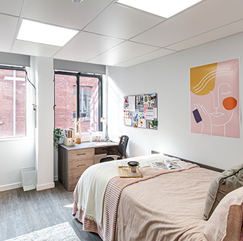 Student Bedroom At Abbey College Manchester