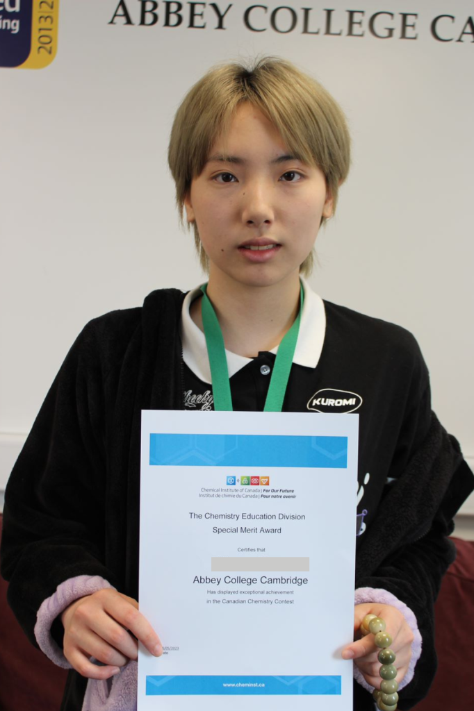 Max Excels in the Canadian Chemistry Contest Abbey Group of Colleges