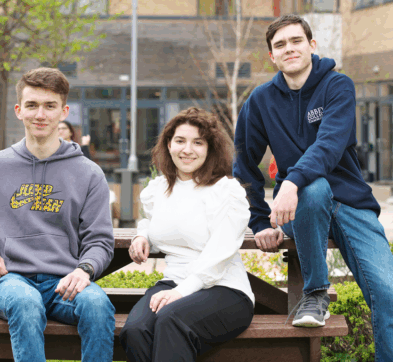 Students Relaxing In The Courtyard At Abbey College Cambridge