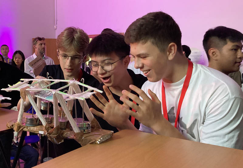 Engineering Students Bridge Building