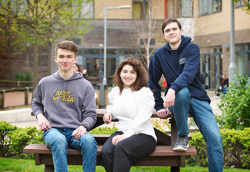 Students Relaxing In The Courtyard At Abbey College Cambridge